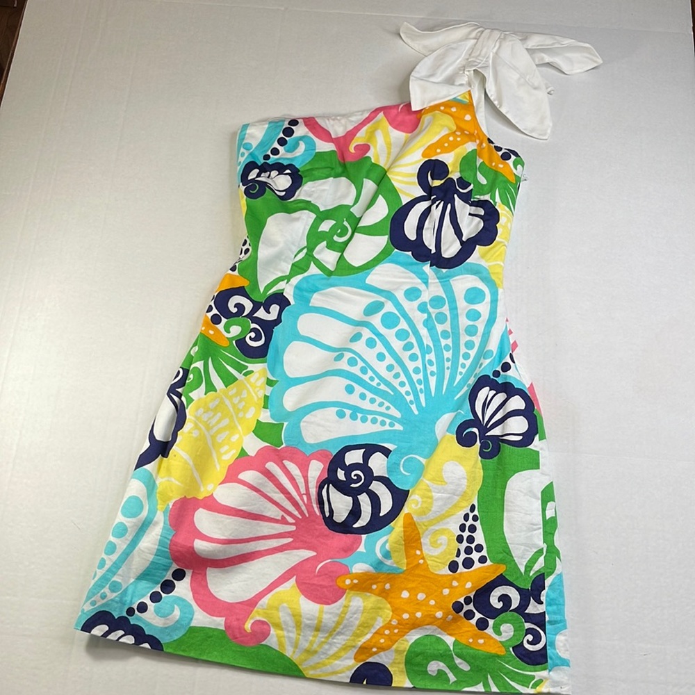 Lilly Pulitzer Resort White One Shoulder Dress Chiquita Bonita Size 4